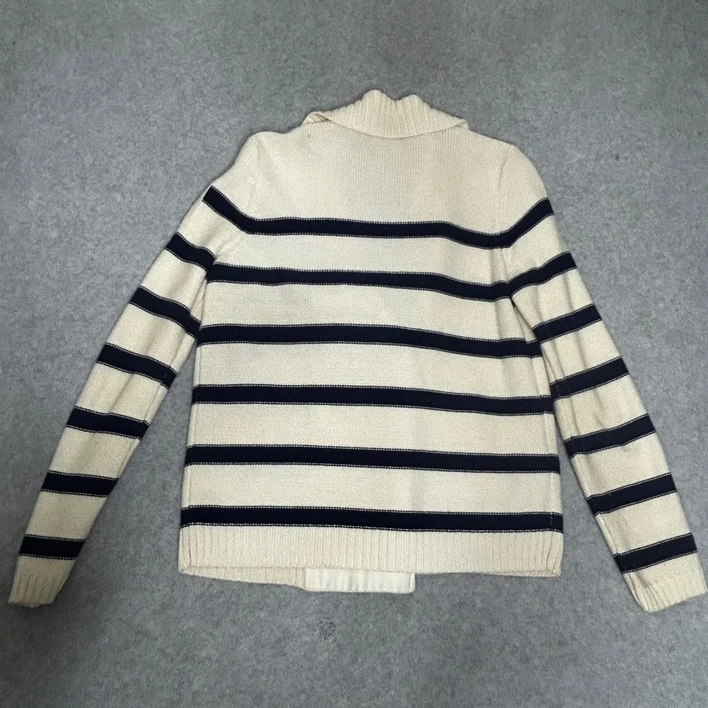 LRL Ralph Lauren Nautical Stripe Double Breasted Cardigan L 100% Cotton Preppy - Picture 10 of 11